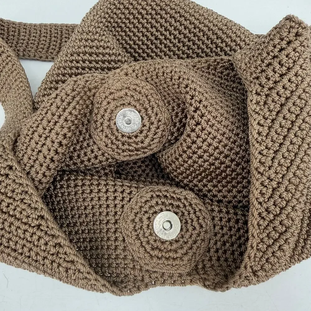 The Sak 120 Large Crochet Tan Brown Shoulder Boho Casual Daytime Chic Bag Purse